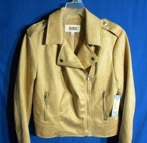 Brand New   BB Dakota by Steve Madden Ladies Faux Suede Moto Jacket Tan Large