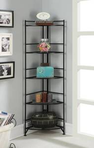 Brand New - Sealed   Convenience Concepts 5-Tier Corner Folding Metal Shelf - Black