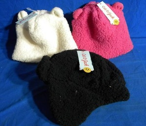 Brand New   Lot of 3 Cat & Jack Youth Fleece Bear Ears Winter Beanie Hat One Size (OSFM)