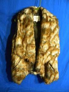 Womens Faux Fur Vest - Universal Thread Brown Size Large