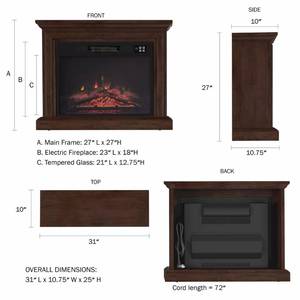Brand New   Hastings Home 31 Mobile LED Electric Fireplace with Mantel