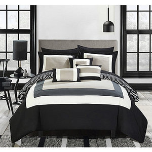 Brand New   Chic Home Design 10 Piece Reversible Queen Comforter Set