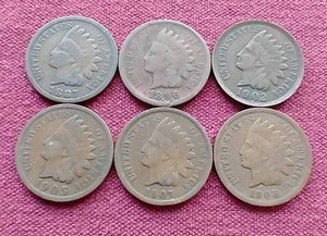 (6) Indian Head Pennies