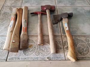 lot 63 image: Hammers, Hatchet and Handles