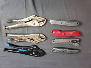 lot 89 image: Vice Grips and Utility Knives