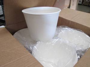Box of 83 oz White Paper Buckets...