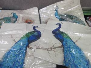 4 Peacock Pillow Covers 18 inches...