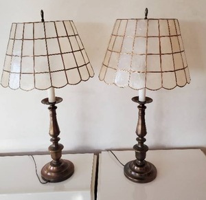 Pair Of Lamps With Capiz Shell Lampshades