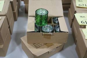 lot 609 image: Lot of (12) 3 Green Candle Holders