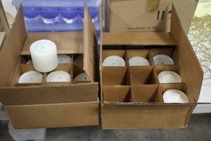 lot 628 image: Lot of (19) 3 White Candles