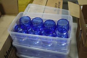 lot 629 image: Lot of (10) Blue Candle Holders