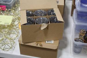 lot 633 image: Lot of (12) Silver Lattice pattern Candle Holders