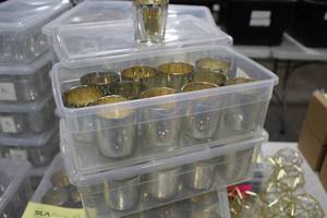 lot 639 image: Lot of (24) 3 GoldSilver Candle Holders