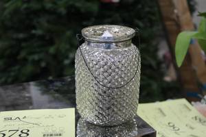lot 678 image: Lot of (5) 6-12 Silver Glass Jars
