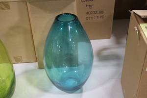 lot 695 image: Lot of (2) 10-12 Light Blue Glass Vases
