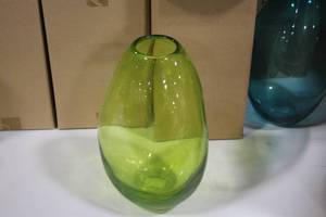lot 696 image: Lot of (2) 10-12 Light Green Glass Vases