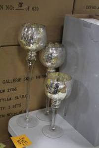 lot 703 image: GoldSilver Tea Light Candle Holder Trio Set