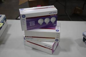 lot 850 image: Lot of (3 Boxes) GE 25W 120V G25 Soft White Light Bulbs 3-count
