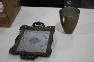 lot 901 image: Lot of (2) Dcor - Mirror Plate and Vase