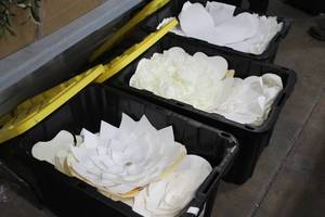 lot 921 image: Lot of (3 bins) Paper Flower Dcor