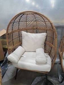 lot 549 image: Oversized Egg Chair with Wicker Back