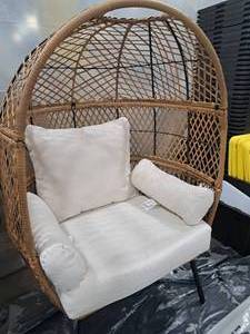 lot 551 image: Oversized Egg Chair with Wicker Back