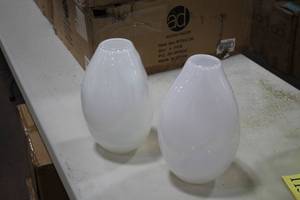 lot 1161 image: Lot of (2) Accent Dcor 11 White Glass Vases