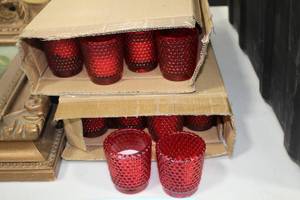lot 1252 image: Lot of (30) 2-12 Red Candle Holders