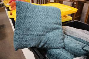 lot 1257 image: Lot of (5) 16 Aqua Throw Pillows