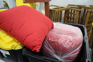 lot 1261 image: Lot of (4) 18 Red Throw Pillows