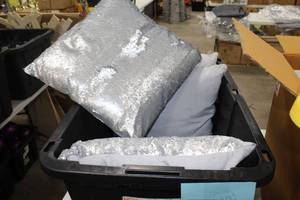 lot 1265 image: Lot of (4) 16 Silver Throw Pillows