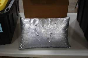 lot 1266 image: Lot of (4) Silver Throw Pillows