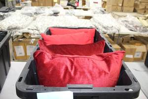 lot 1270 image: Lot of (4) Red Throw Pillows