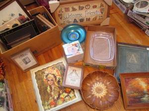 Large assortment of pictures, frame...