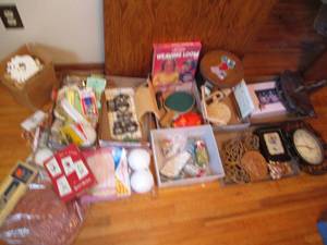 Variety of Craft supplies, tabletop...