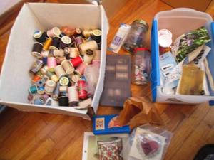 (2) small tote lot of sewing and cr...