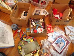 (3) boxes of patterns, beads and ot...