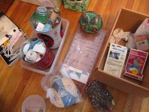 (2) small boxes and coffee tins wit...