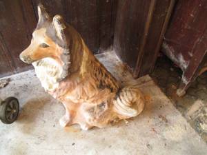 Near life sized cement Sheltie or C...