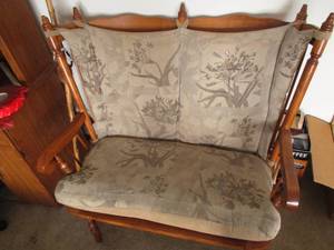 High-back double-seater wooden rock...