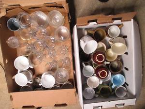 (2) boxes of assorted mugs of glass...