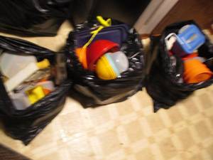 (3) large garbage bags loaded up wi...