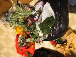 Kitchen garbage bag containing a ve...