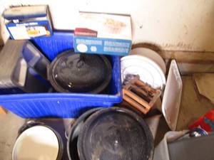 Large recycling tote overflowing wi...