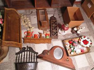 Vintage display shelves and decor t...