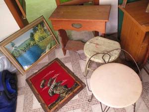 Antique parlor type stool, rustic l...