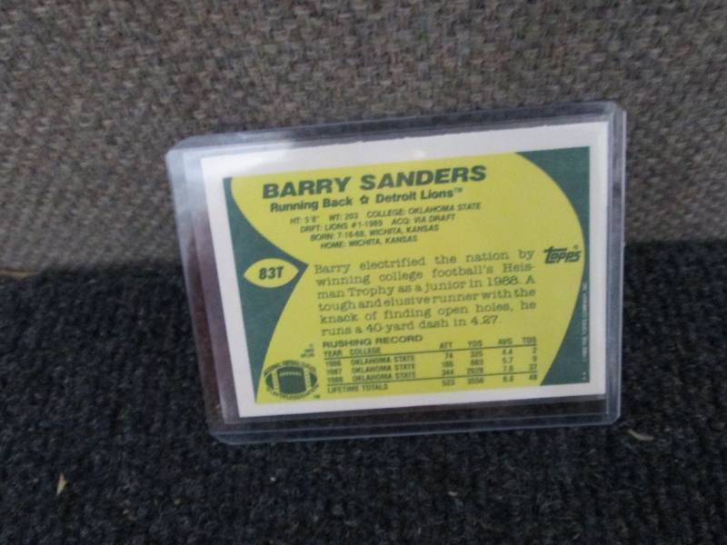 Topps Barry Sanders Rookie Card...