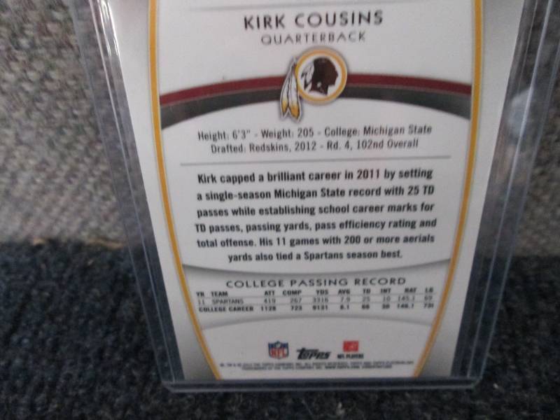 2012 Topps Kirk Cousins Rookie Card...