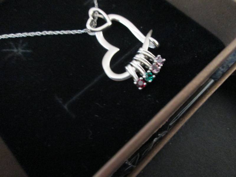 Heart Necklace with Hanging Stones...