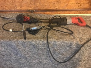 lot 110 image: Milwaukee sawzall, angle grinder and dremel 3000